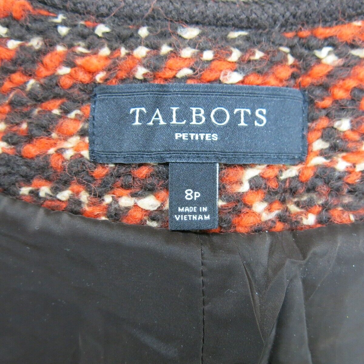 Talbots Women Jacket Full Zip Jacket Crew Neck Long Sleeves Pockets Red Orange 8