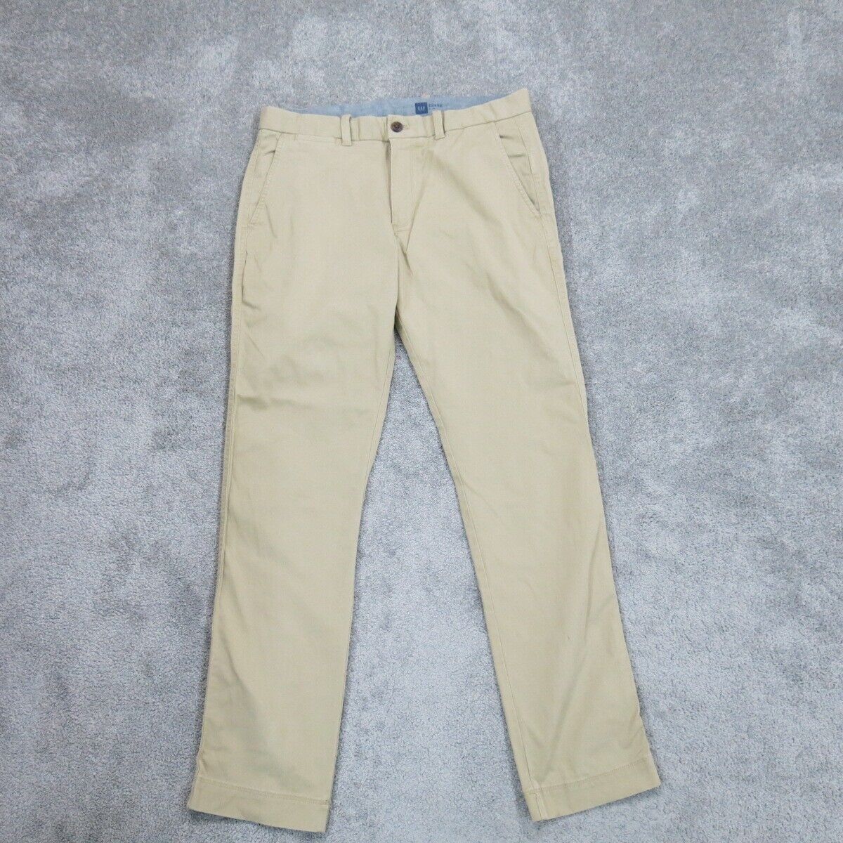 GAP Mens Pant Slim Straight Leg Chino Mid Rise Slash Pockets Khaki Size W32XL32