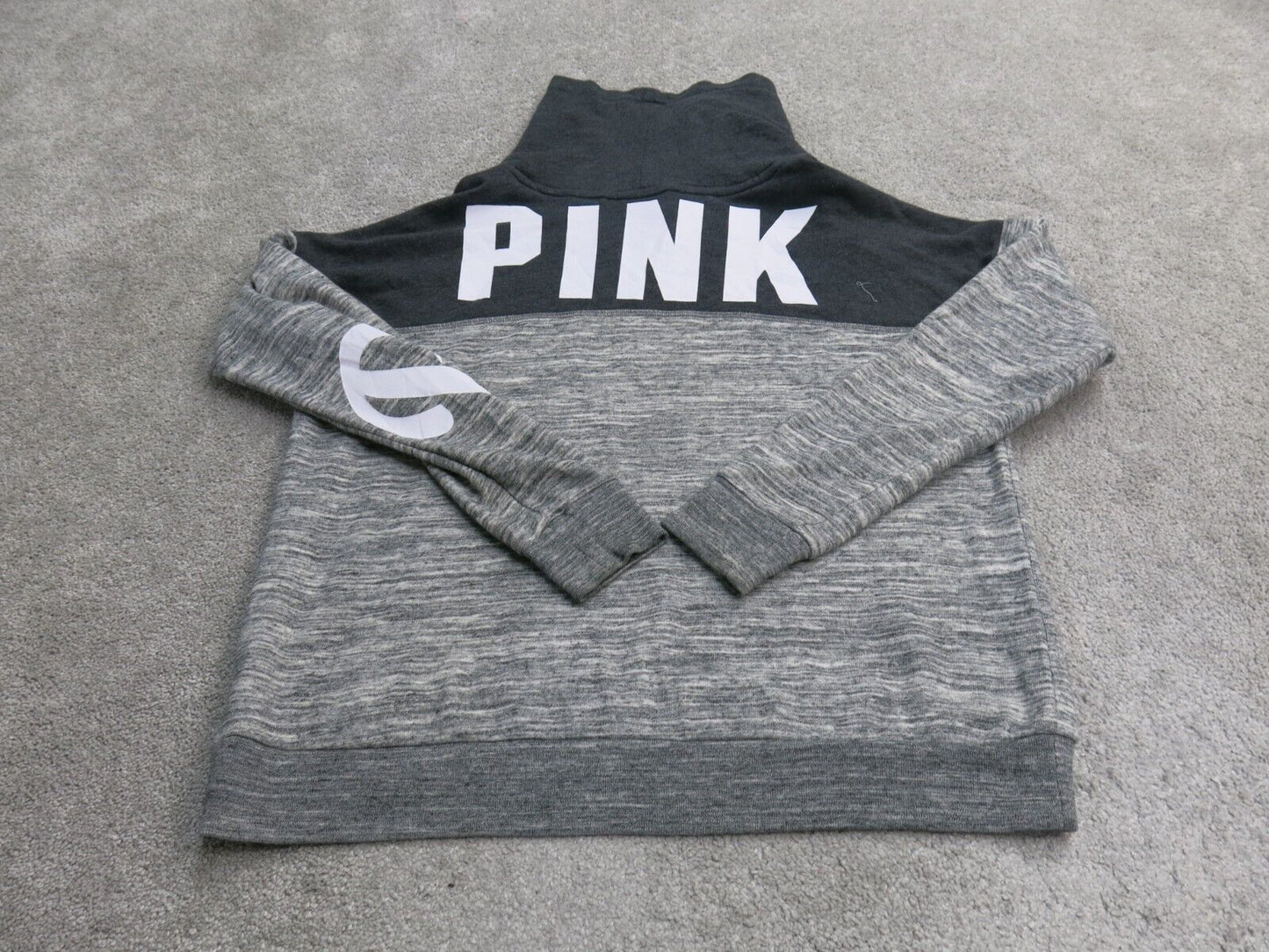 PINK Victoria Secret Women Pullover Sweater Long Sleeve High Neck Heather Gray S
