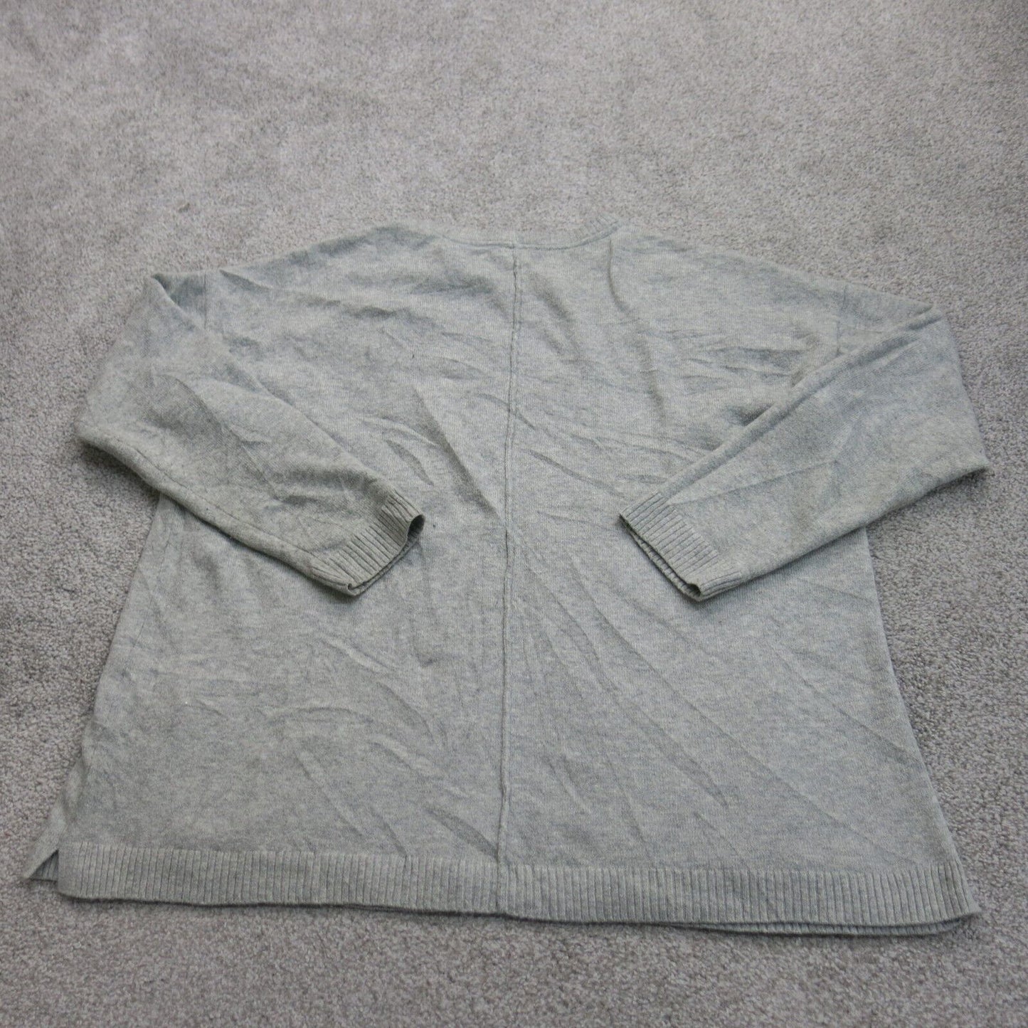 J.Jill Womens Pullover Sweater Crew Neck Pockets Long Sleeves Gray Size Medium