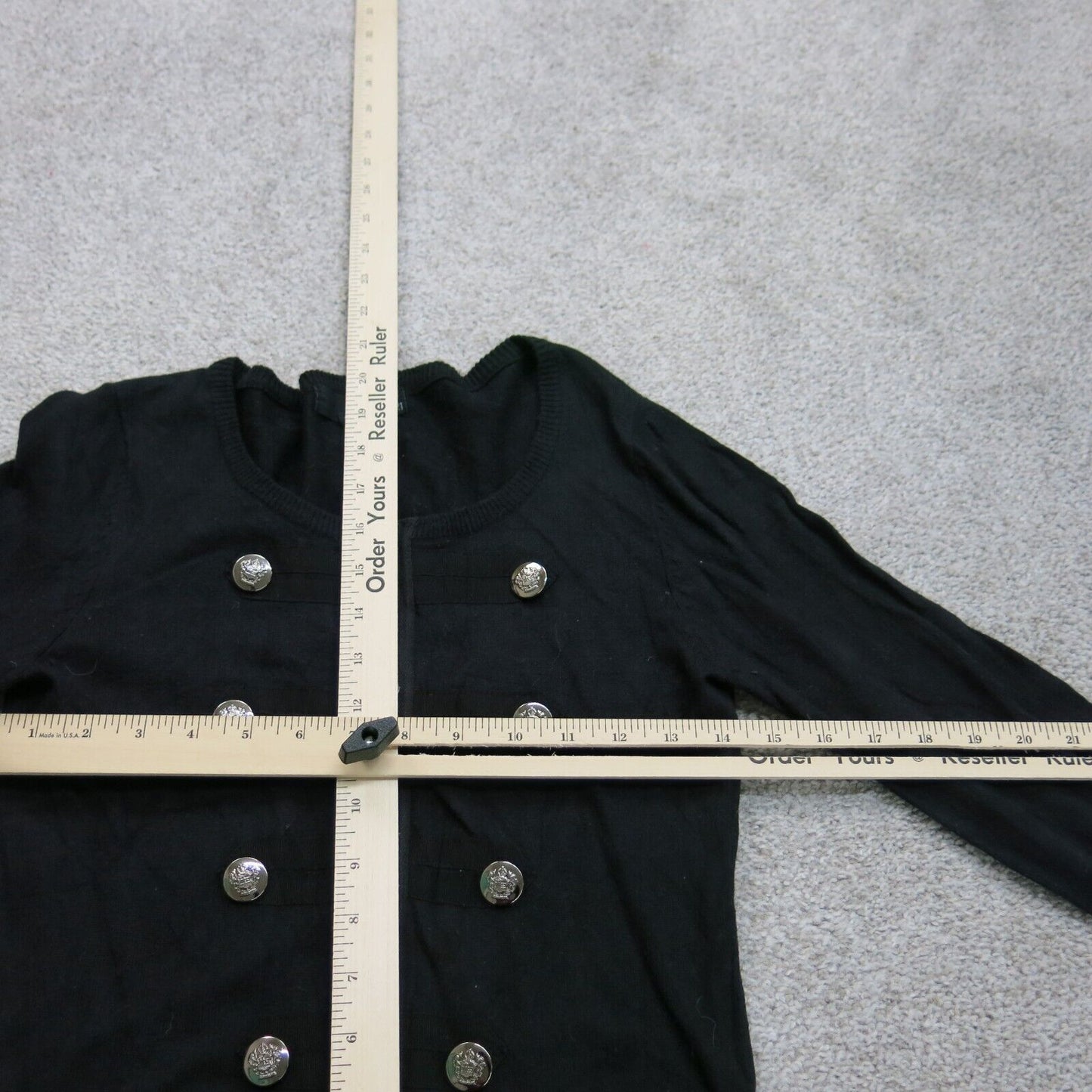 Forever 21 Womens Knitted Sweater Full Zip Up Long Sleeve Solid Black Size Small