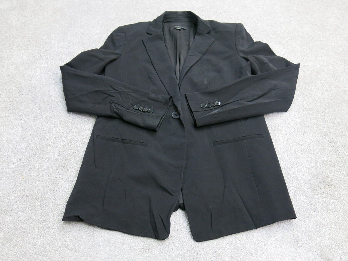 Ann Taylor Womens Blazer Coat Single Breasted Long Sleeves Pockets Black Size 4