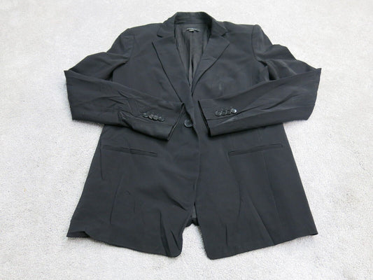 Ann Taylor Womens Blazer Coat Single Breasted Long Sleeves Pockets Black Size 4