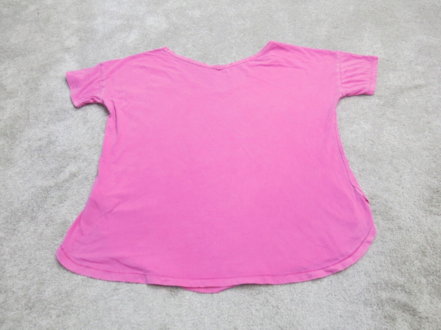 Gap Womens Blouse Short Sleeves V Neck Side Slit Graphic Tee Pink Size Large
