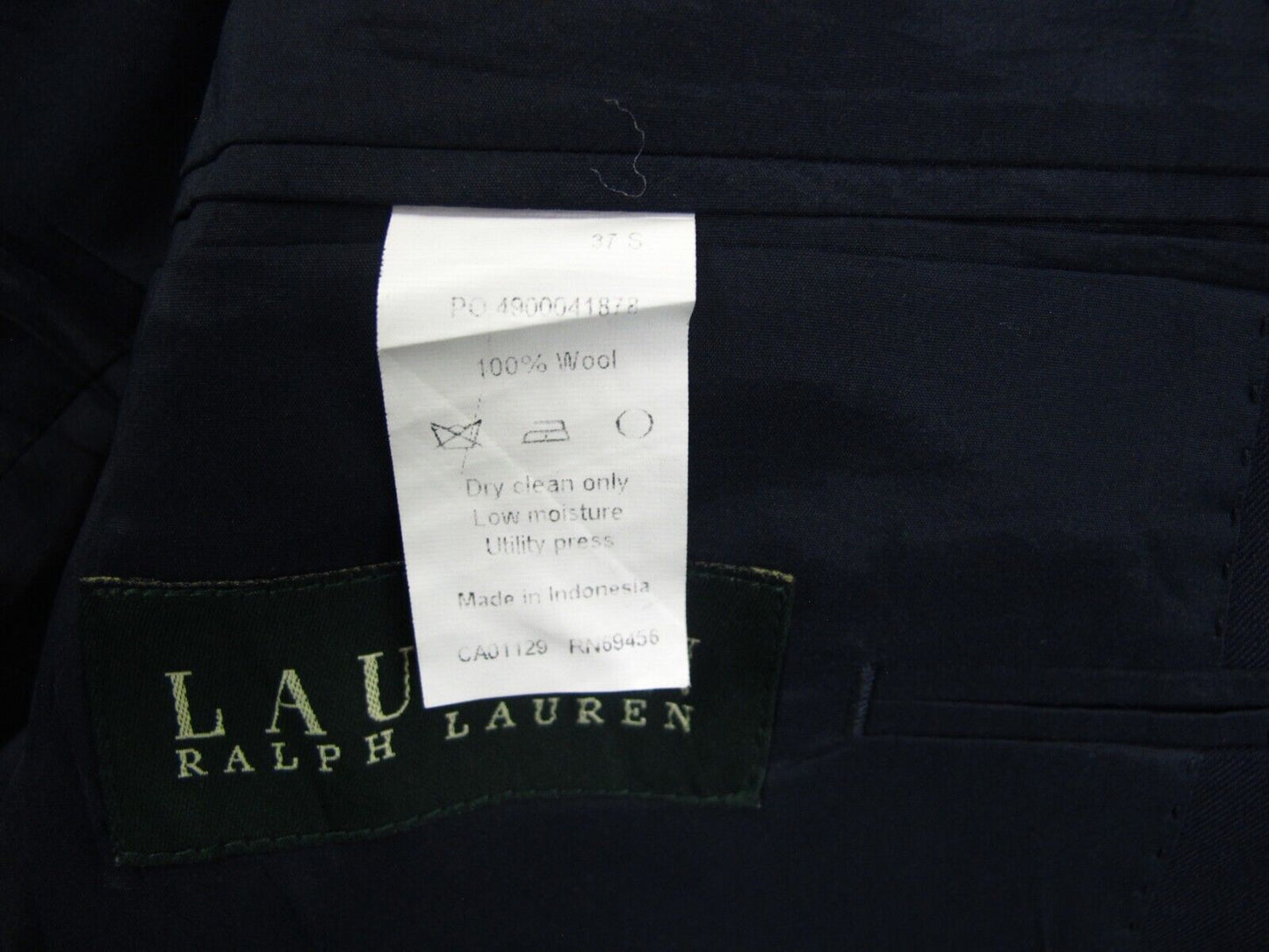 Lauren Ralph Lauren Womens Blazer Coat Long Sleeves Pockets Navy Blue Size 37S
