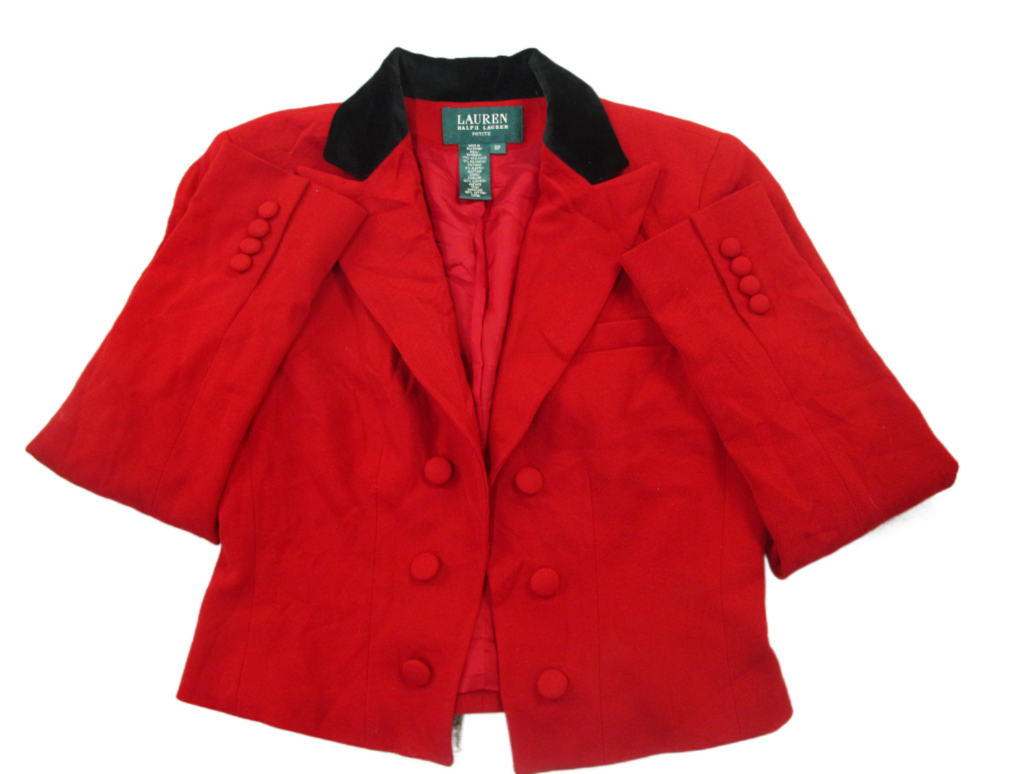 Lauren Ralph Lauren Womens Wool Blazer Coat Long Sleeve Chest Pocket Red Size 8P