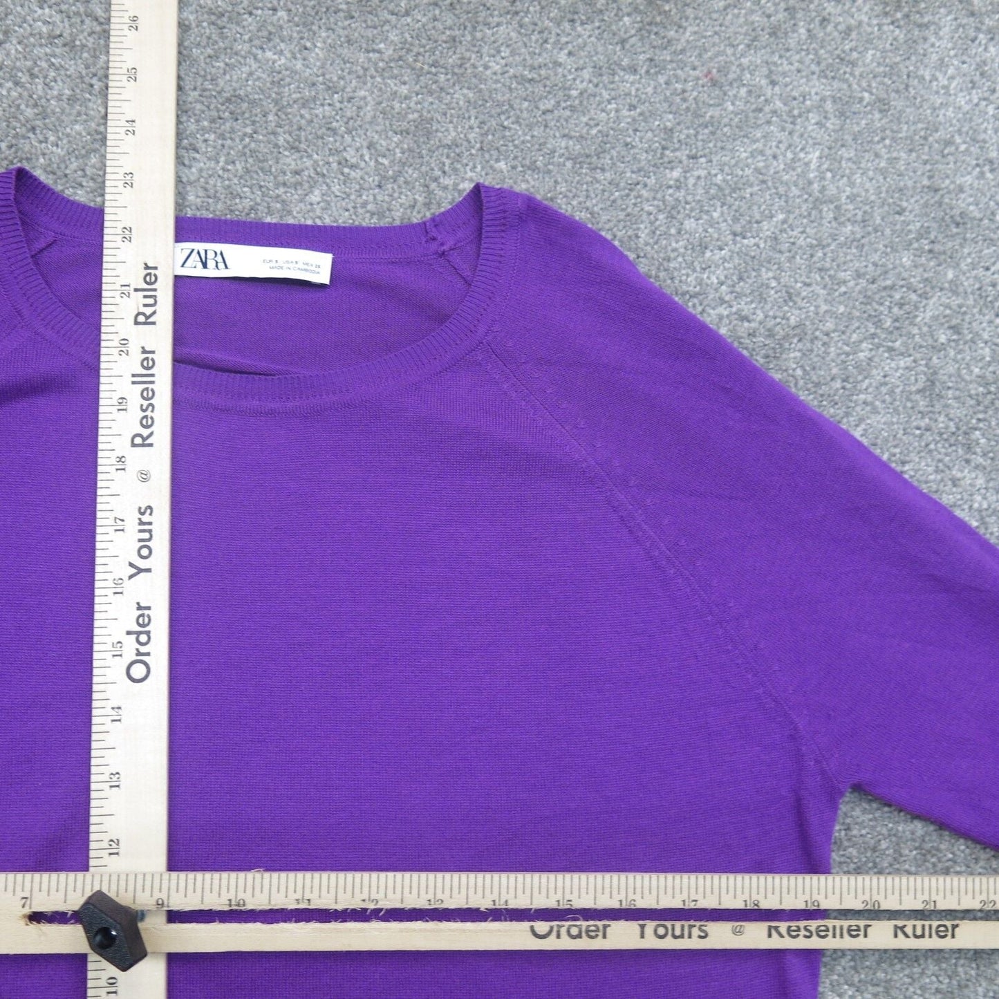 Zara Womens Pullover Sweater Knitted Crew Neck Long Sleeves Purple Size Small