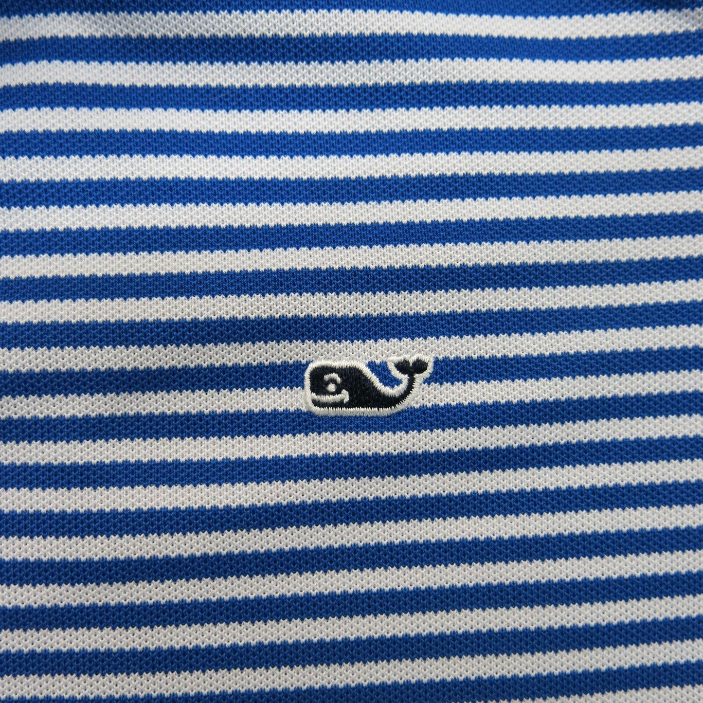 Vineyard Vines Men Striped Polo Shirt Cap Sleeves Logo Blue White Size Large