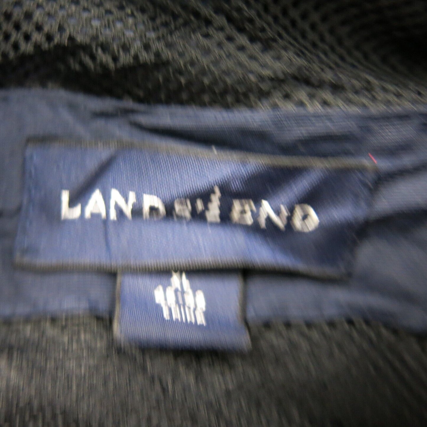 Lands End Womens Insulated Jacket Full Zip Up Mock Neck DEA Logo Dark Blue SZ XL