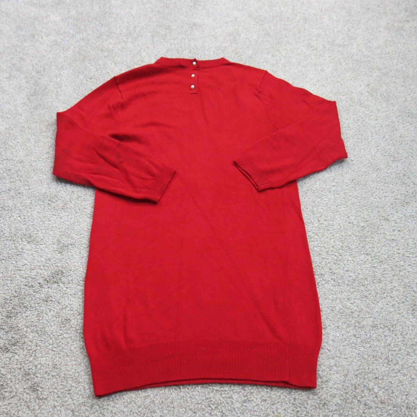 Zara Knit Womens Knitted Pullover Sweater Long Sleeve Crew Neck Red Size Small
