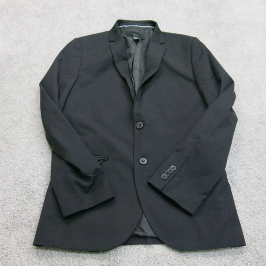 H&M Mens Blazer Coat Jacket Front Button Regular Fit Long Sleeve Black 36R