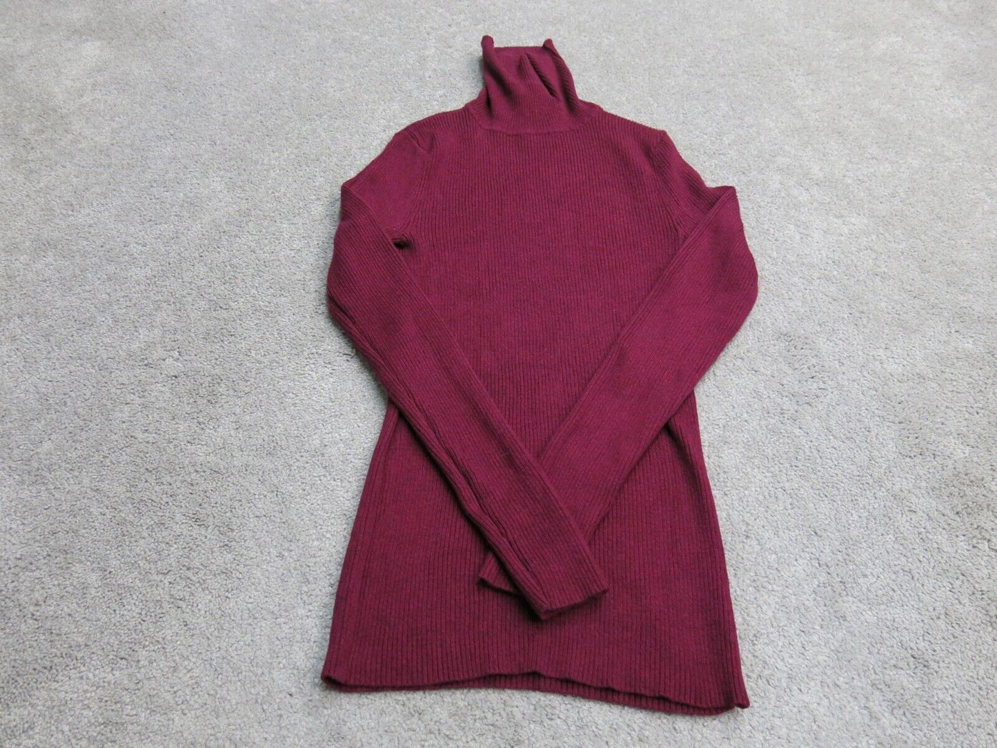 Express Womens Pullover Knitted Sweater Long Sleeves High Neck Maroon Size S