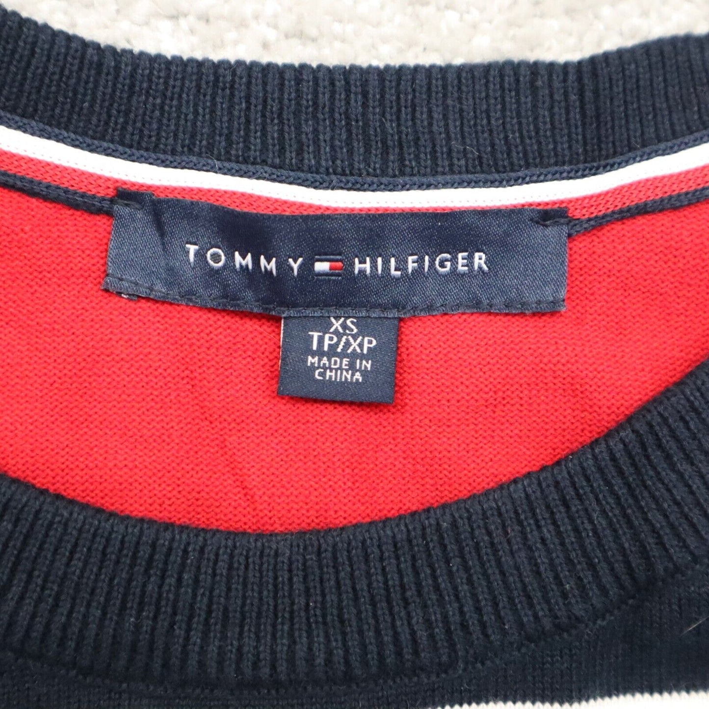 Tommy Hilfiger Womens Pullover Striped Sweater Long Sleeves Red White Blue SZ XS