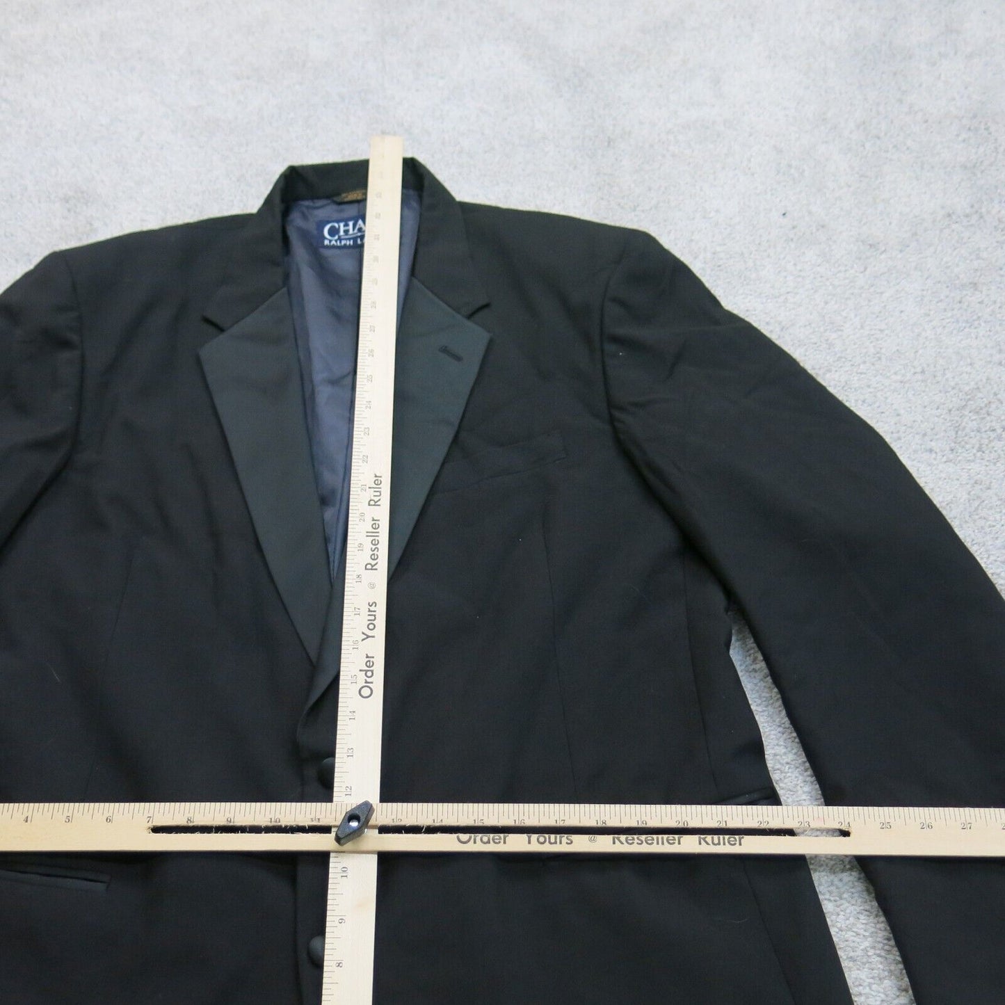 Chaps Ralph Lauren Men Blazer Coat Single Breasted Long Sleeves Black Size 46L