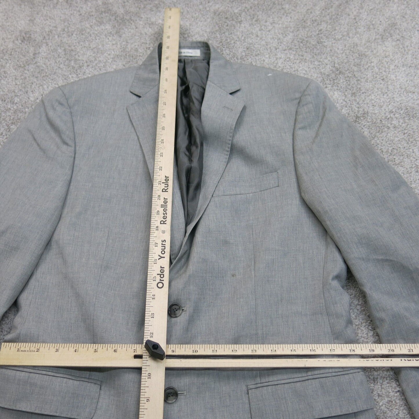 Calvin Klein Mens Blazer Coat Single Breasted Long Sleeves Pockets Gray Size 40R