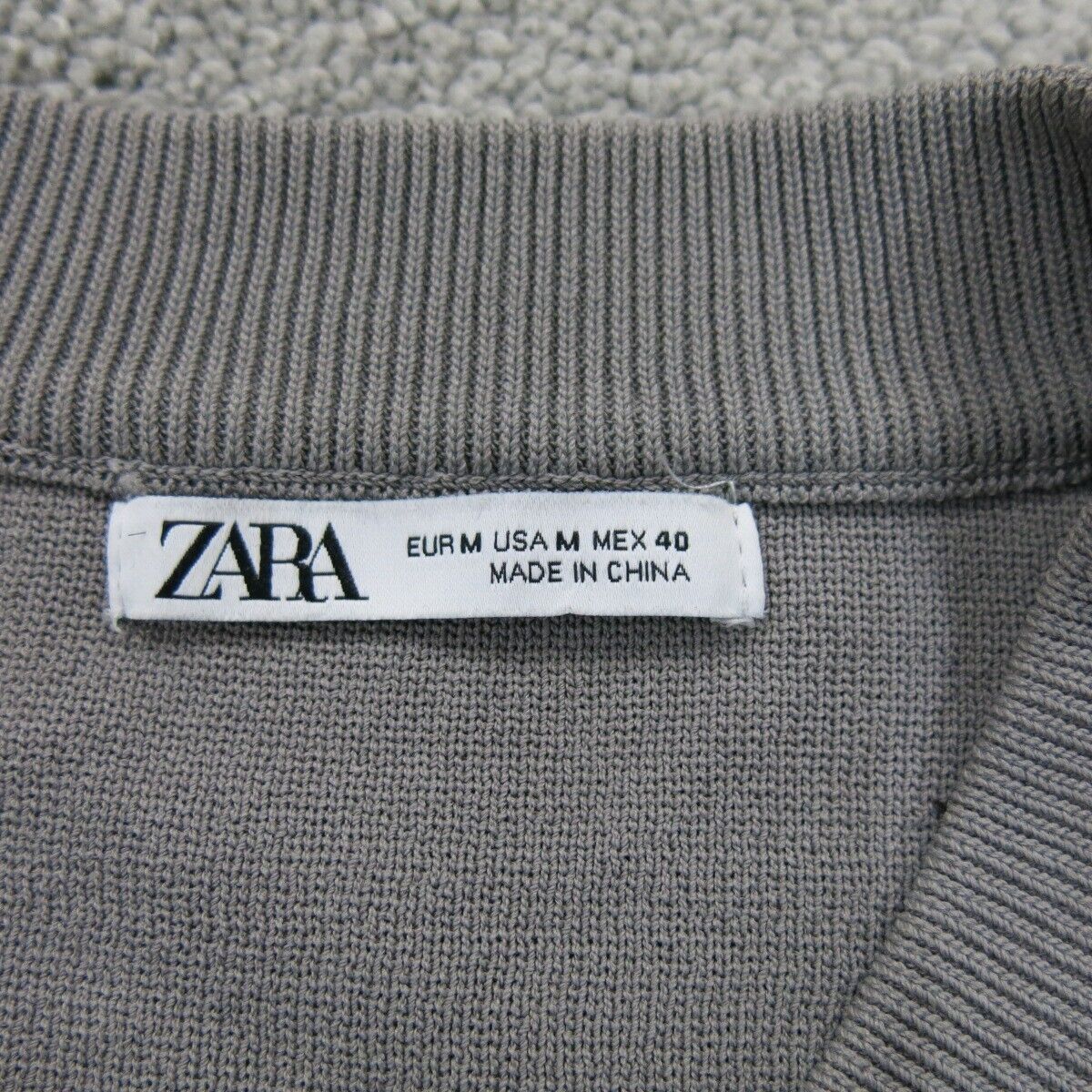 Zara Mens Pullover Crew Neck Sweater  Knitted Long Sleeve Slate Gray Size Medium