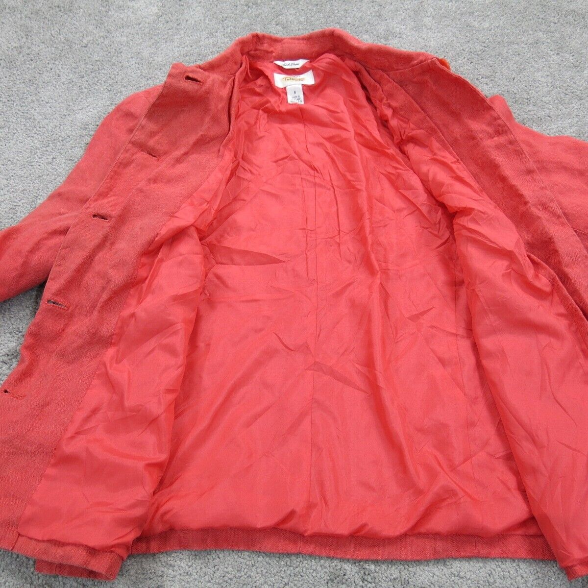 Talbots Womens Coat Jacket Button Up Collared Long Sleeve Red Size 8