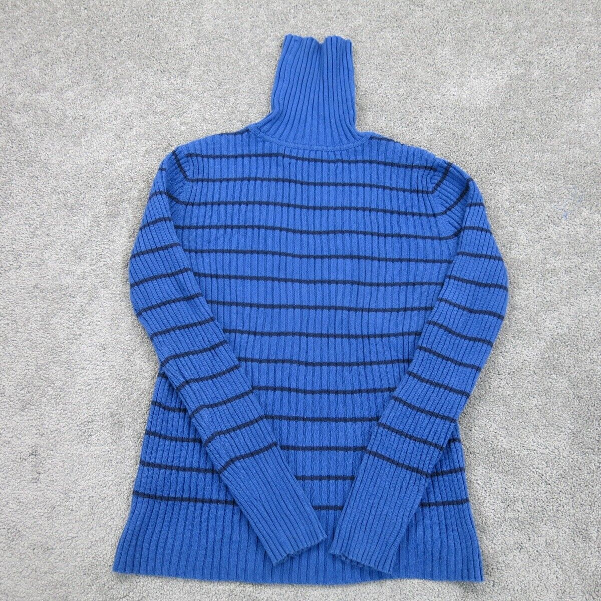 Tommy Hilfiger Womens Striped Sweater Knitted Turtlenecks Long Sleeves Blue SZ S