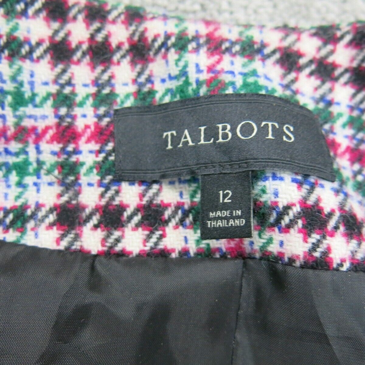 Talbots Women Tweed Coat Jacket Front Button Long Sleeve White Red Size 12