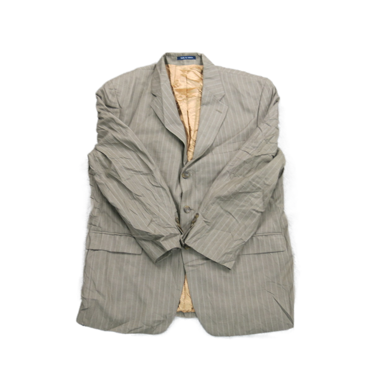 Ralph Lauren Mens Blazer Coat Striped Single Breasted Long Sleeve Clay Gray 42R
