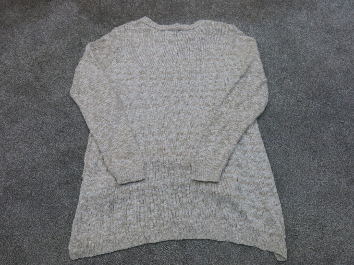 Express Womens Pullover Sweater Knitted Round Neck Long Sleeves White Tan Size M