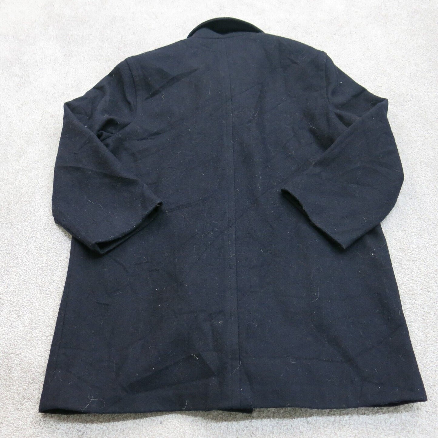 London Fog Mens Peacoat Double Breasted Pockets Solid Black Size Large