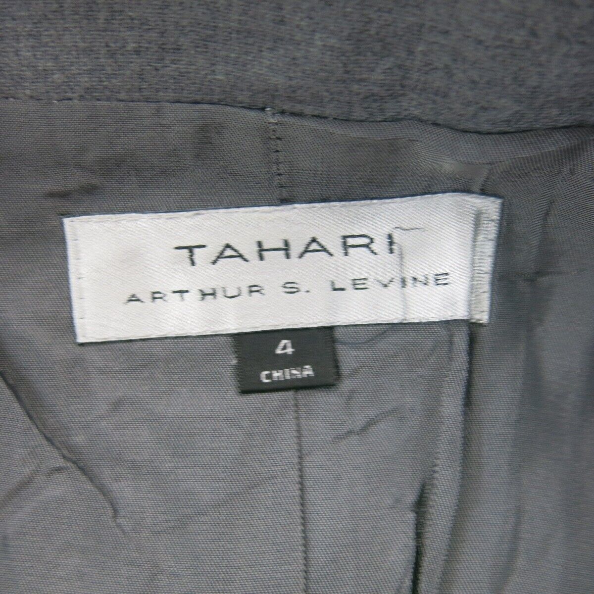 Tahari Womens Cropped Blazer Coat Single Breasted 3/4 Sleeve Gray Size 4