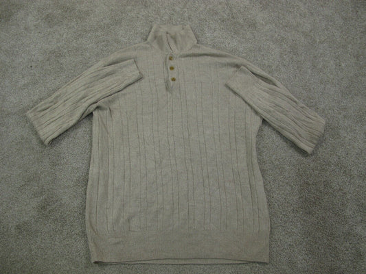 Dockers Womens Henley Sweater Long Sleeve High Neck Cotton Ivory Size Large