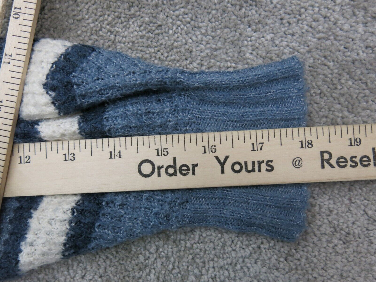 American Eagle Women Striped Pullover Sweater V Neck Long Sleeve Blue White XS