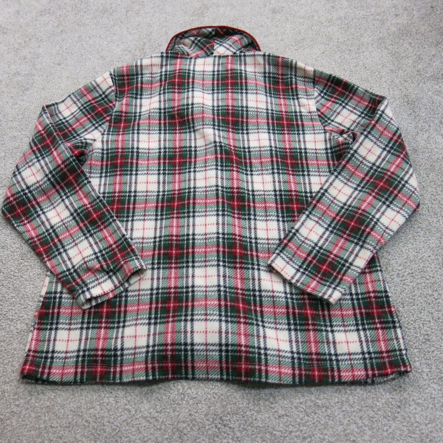Lauren Ralph Lauren Womens Plaid Pajama Top Tartan Fleece Red White Size Medium