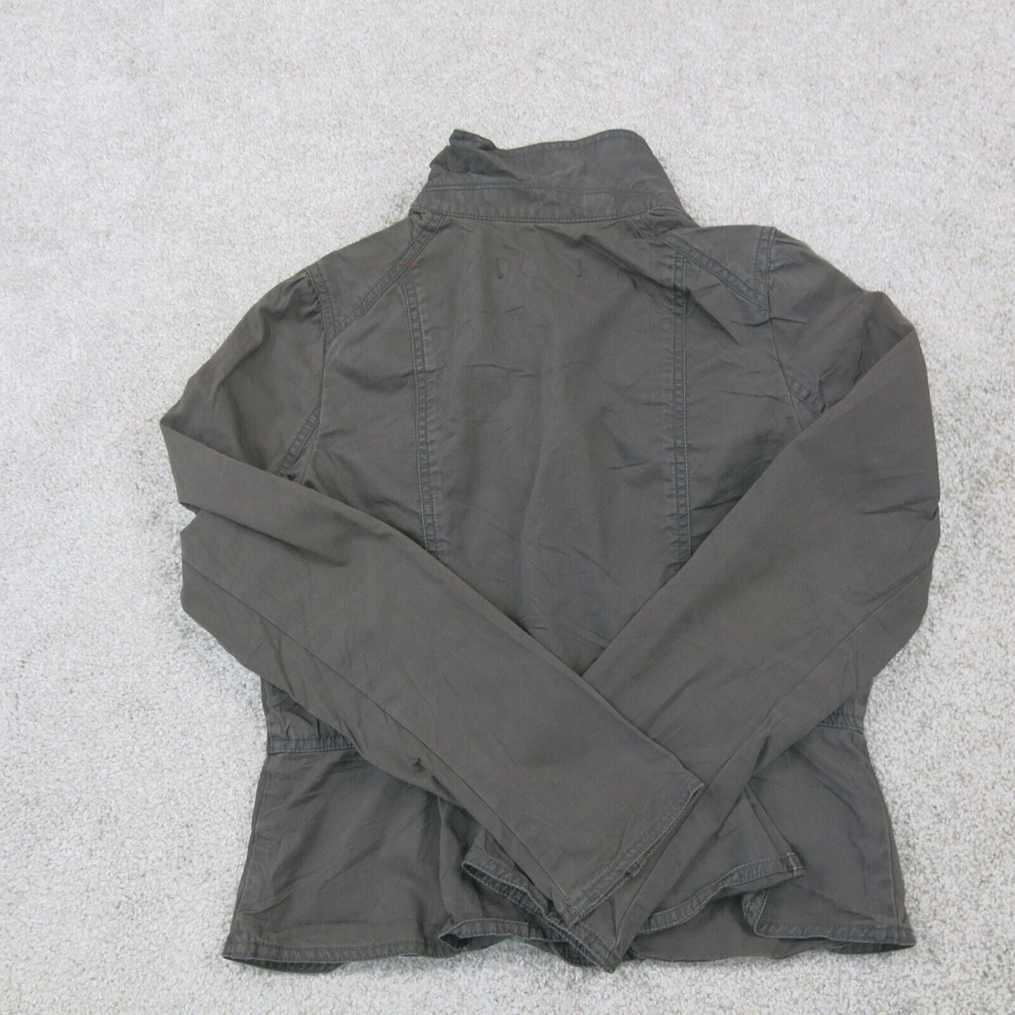 Loft ANN Taylor Womens Cargo Jacket Open Front Long Sleeves Dark Gray Size 8