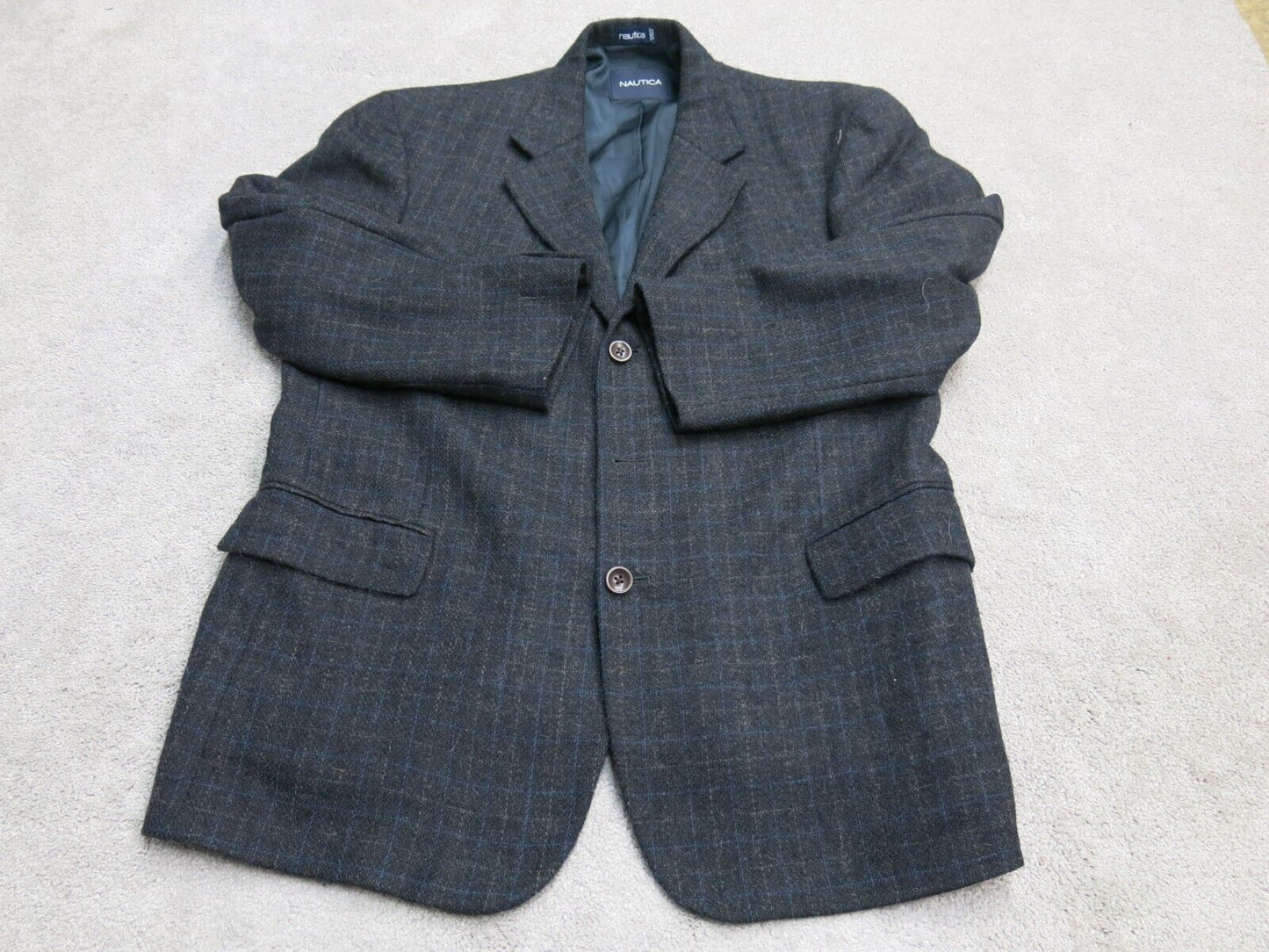 Nautica Mens Blazer Coat Single Breasted Long Sleeves Pockets Black Size 44R