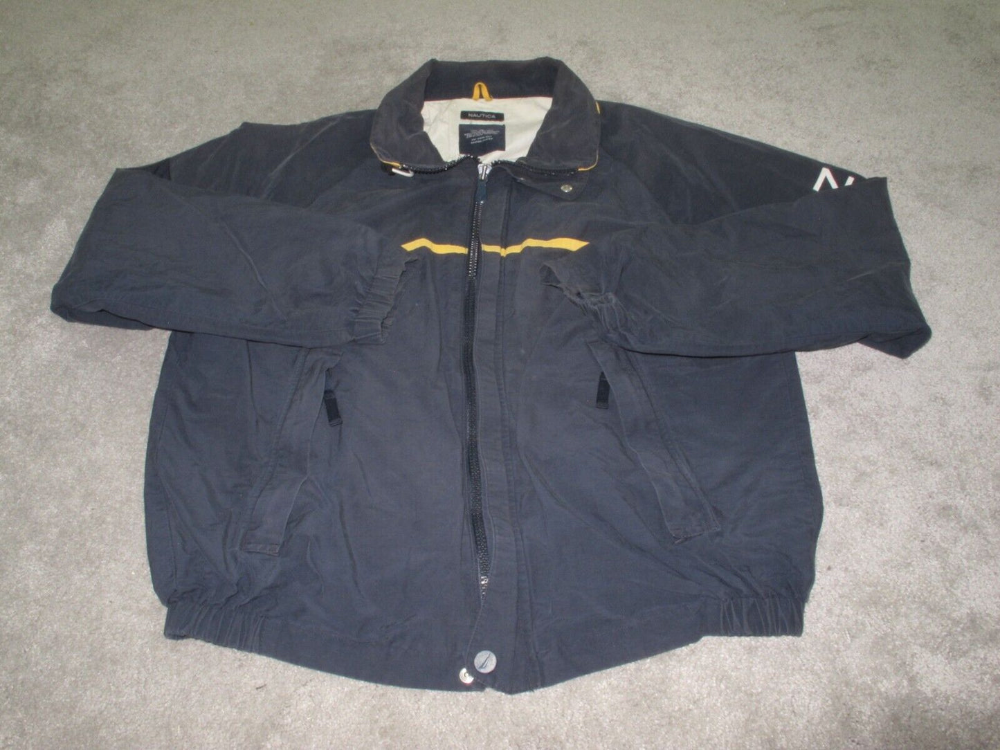 Nautica Mens Bomber Jacket Full Zip Up Long Sleeves Pockets Blue Size Large