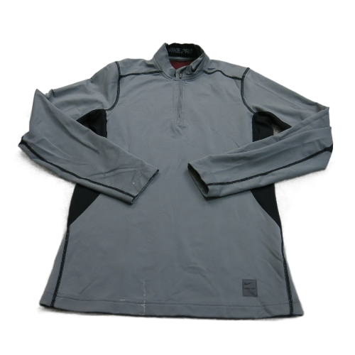 Nike Pro Dri Fit Womens Activewear Top 1/4 Zip Fitted Mock Neck Gray Size Small