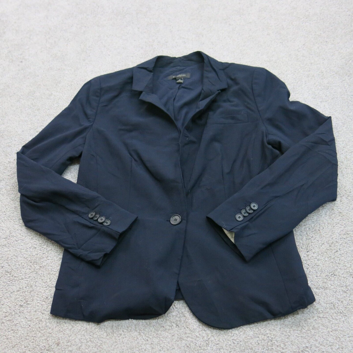 ANN Taylor Womens Blazer Coat Single Breasted Long Sleeve Pockets Blue Size S/P