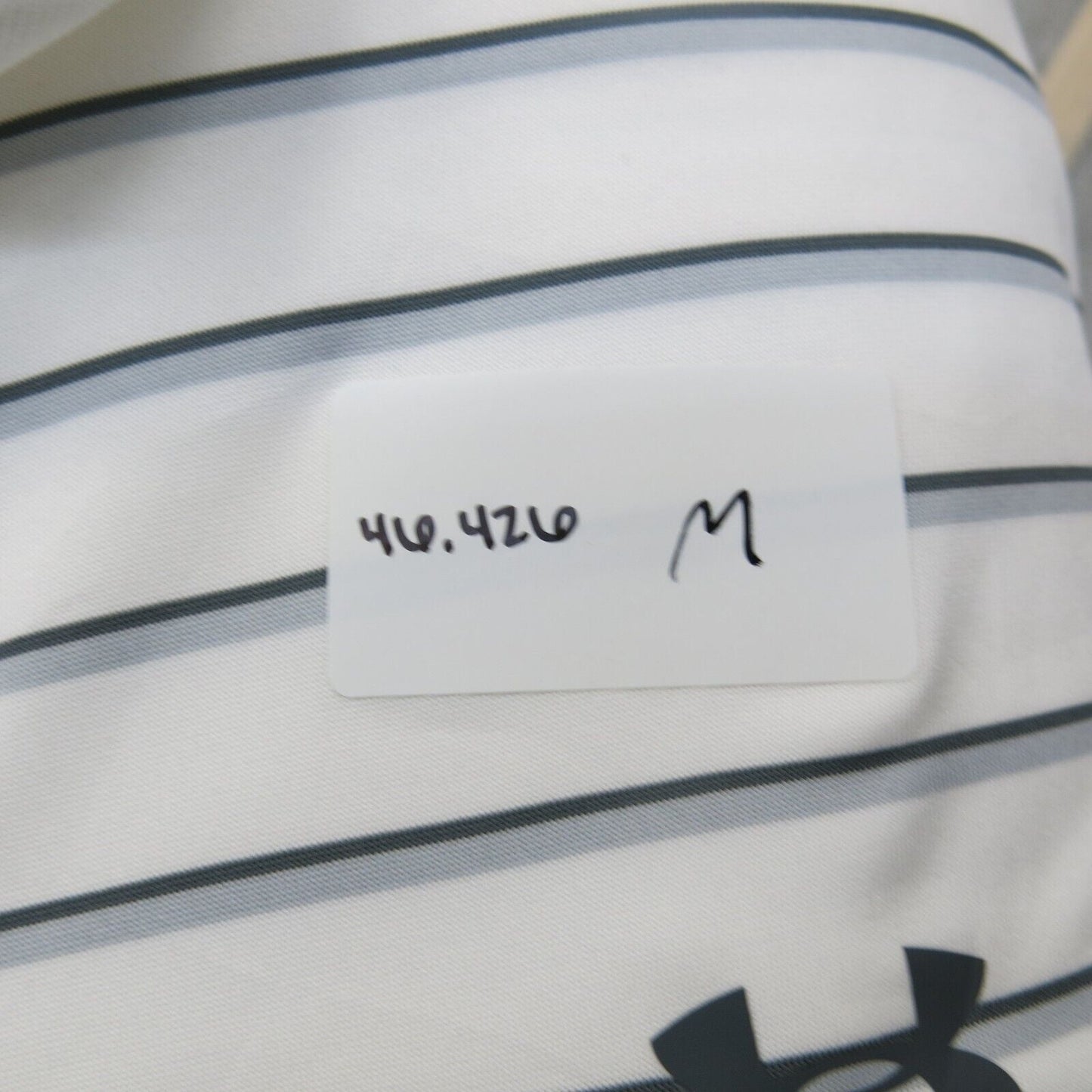 Under Armour Mens Polo Shirt Short Sleeves Striped Heatgear White Black Size MD