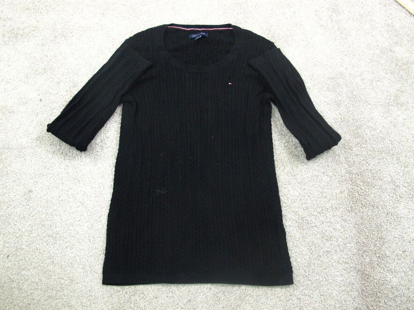 Tommy Hilfiger Womens Pullover Sweater Round Neck Long Sleeves Black Size S/P