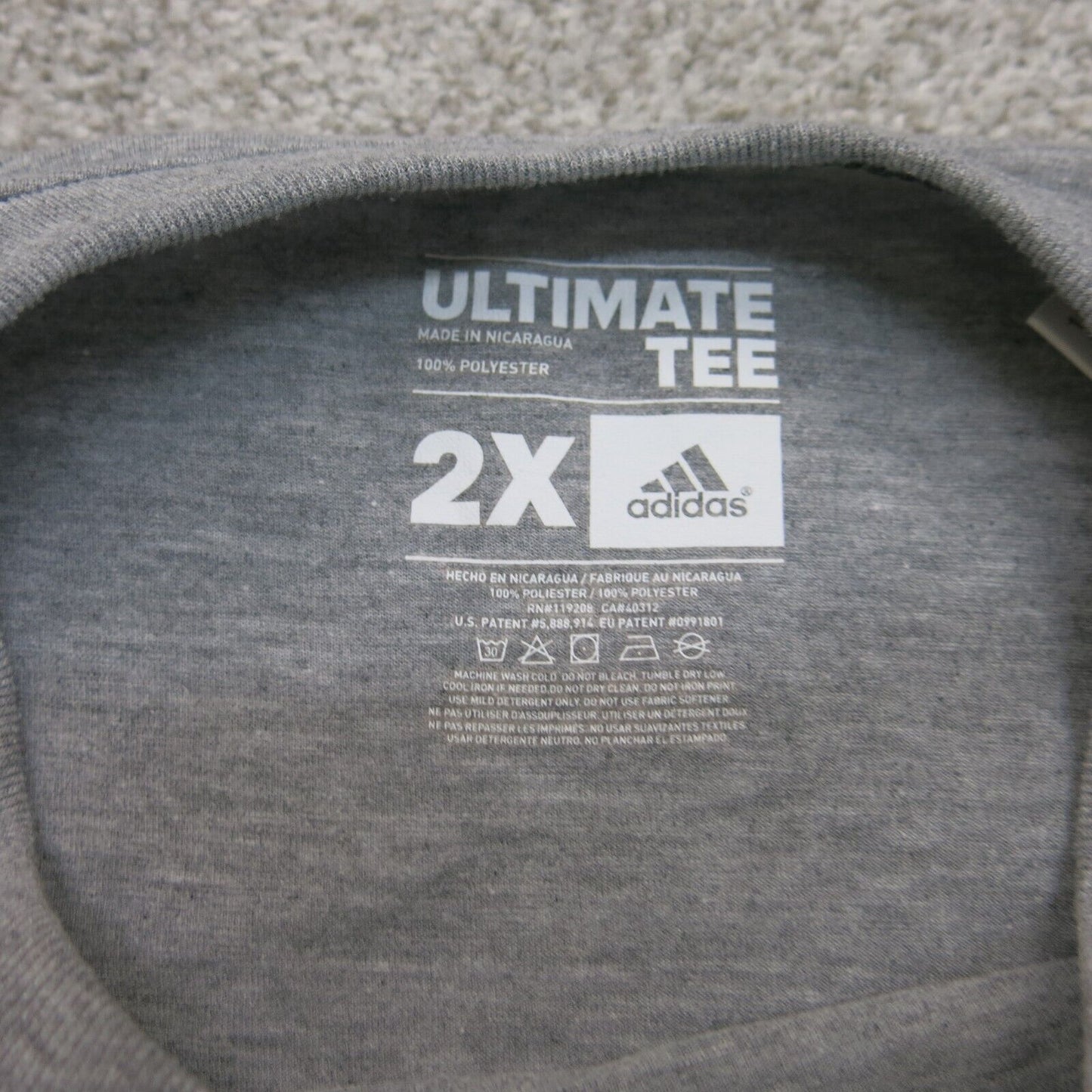 Adidas Mens Pullover T Shirt Crew Neck Short Sleeve Logo Gray Size 2X