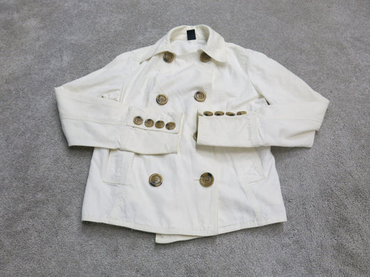 Gap Mens Pea Coat Double Breasted Long Sleeve Pockets Ivory Size Medium