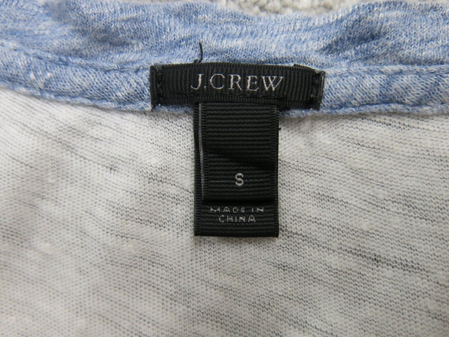 J. Crew Womens Knitted Tee Top Short Sleeves Round Neck White Blue Size Small