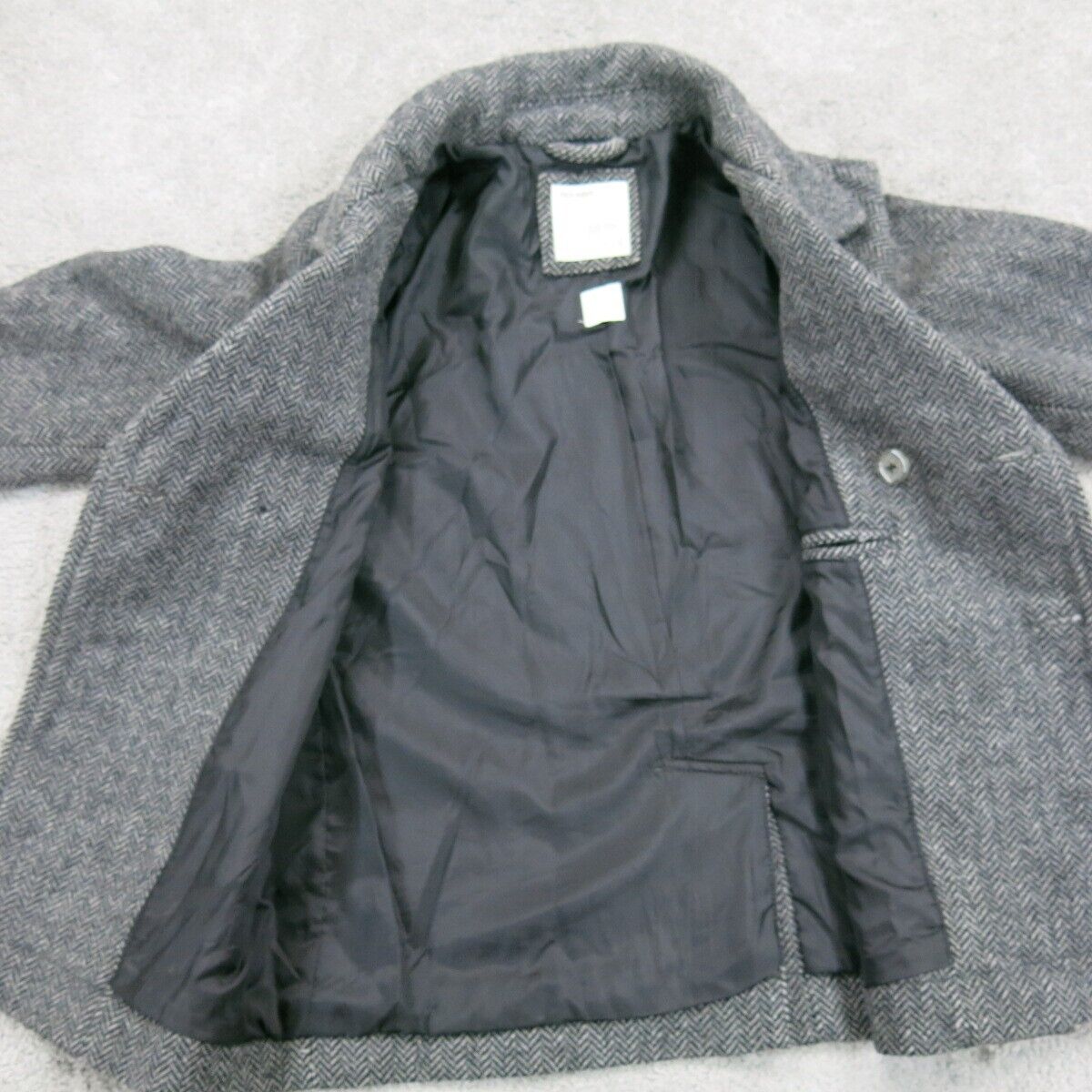 Womens Pea Coat Long Sleeve Double Breasted 2 Hand Pocket Black Size Small