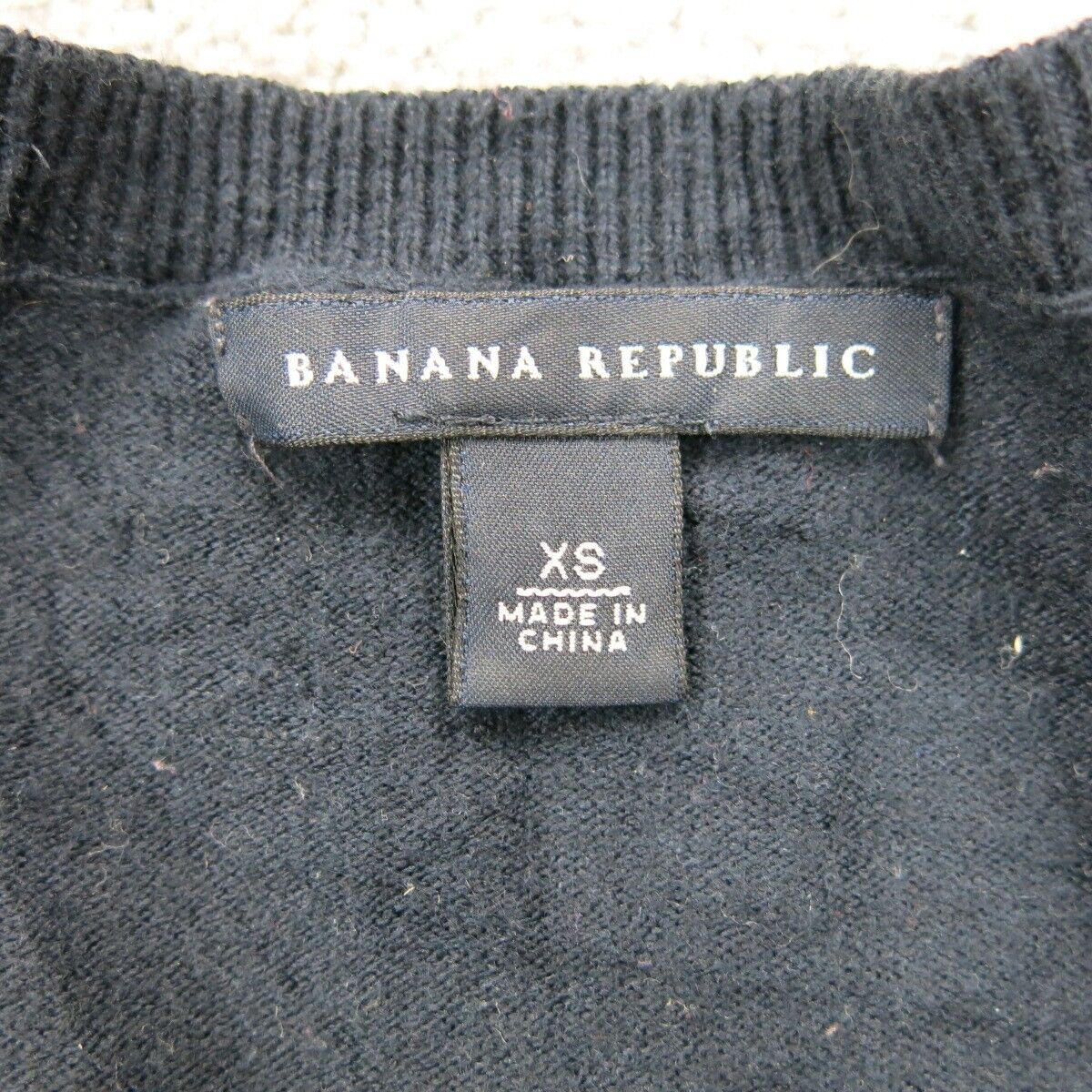 Banana Republic Womens Stripped Sweater Top Crew Neck Long Sleeve Black White XS