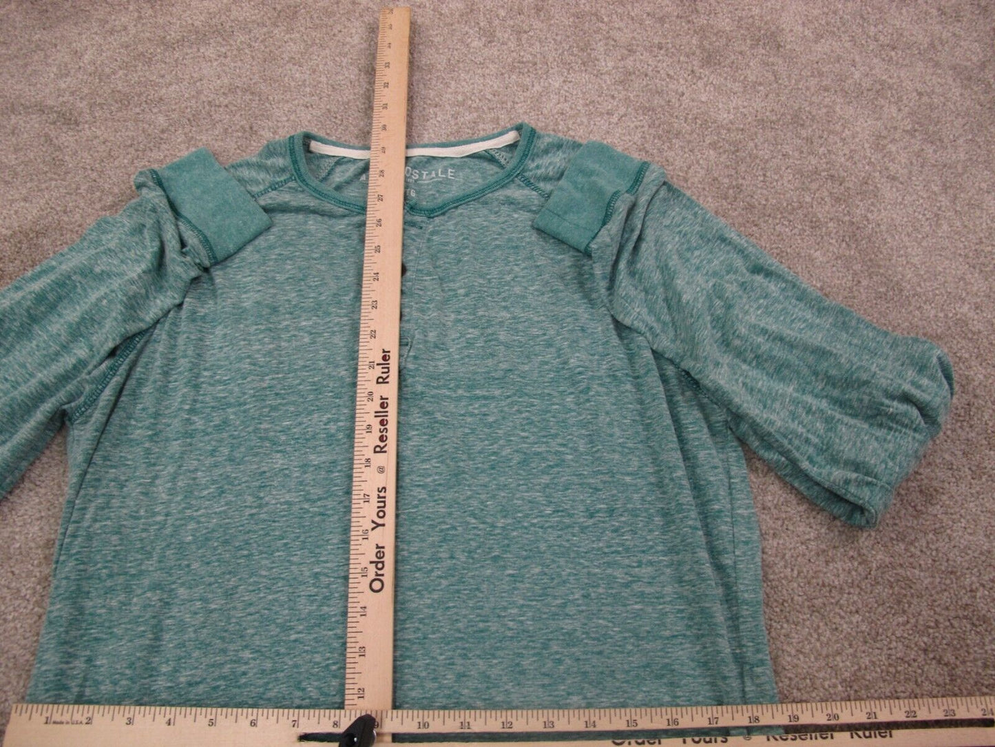 Aeropostale Henley T Shirt Top Long Sleeves Round Neck Light Blue Size X Large
