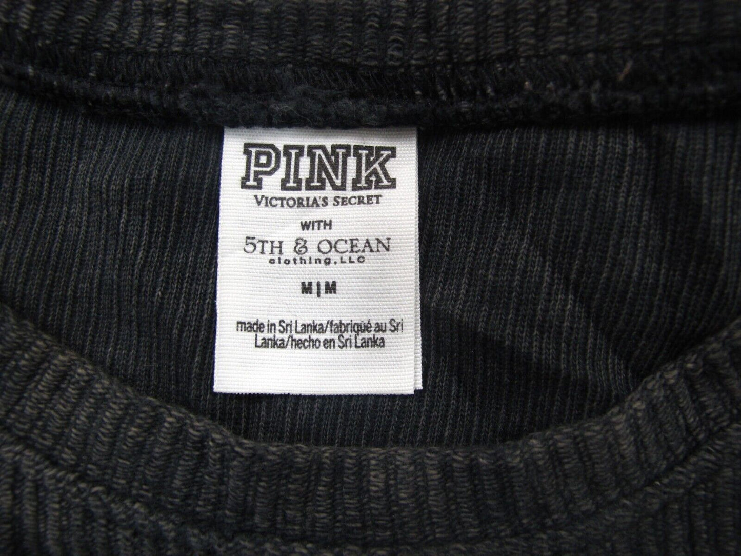 Pink Victorias Secret Women Pullover Sweater Long Sleeves Crew Neck Black Size M