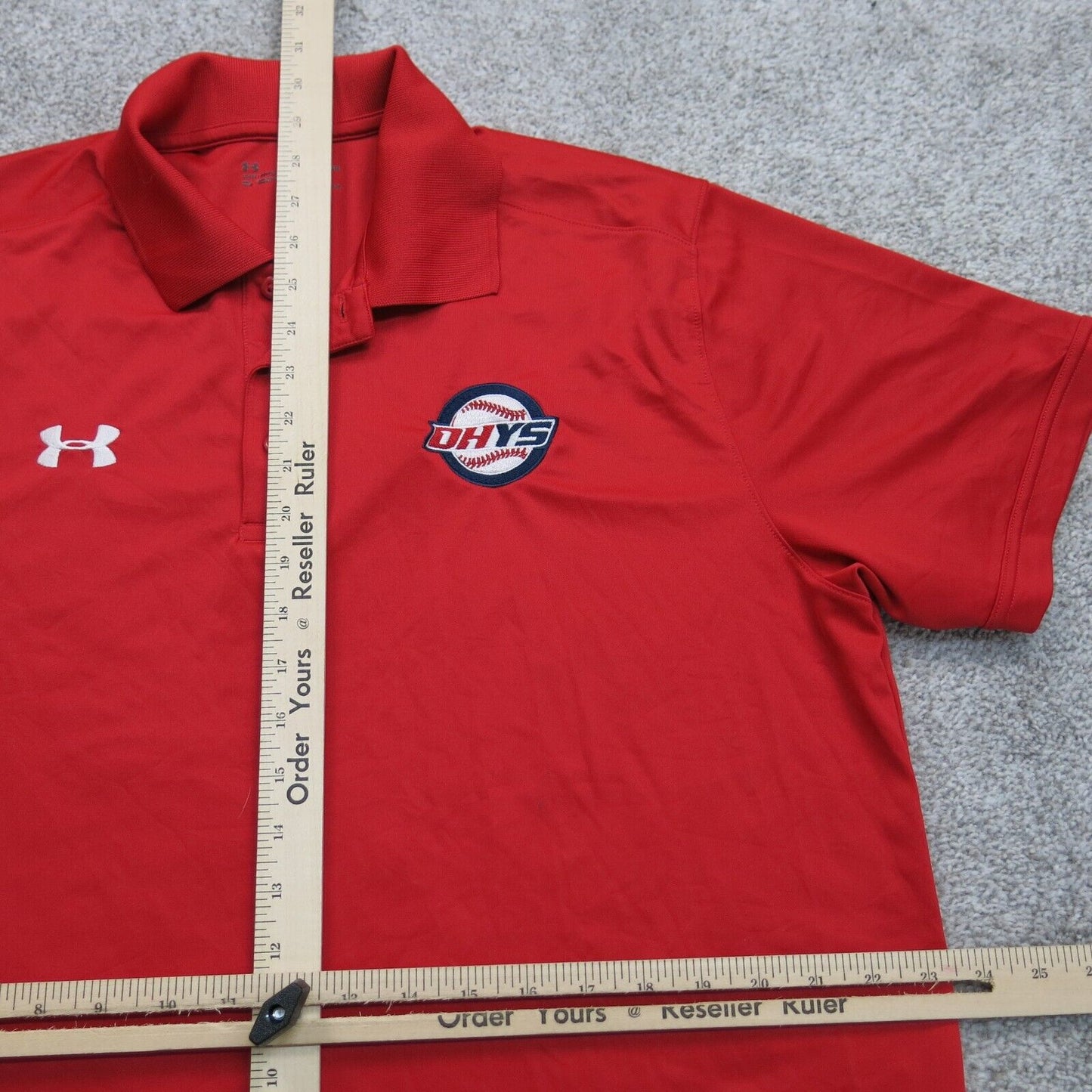 Under Armour Mens Polo Shirt Short Sleeves DHYS Logo Heatgear Red Size X Large