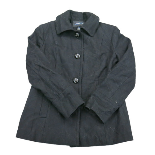 LONDON FOG Womens Pea Coat Jacket Long Sleeves Pockets Black Size PS