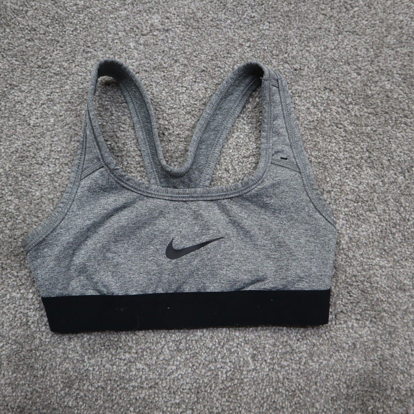 Nike  Sports Bra Womens Size XS Gray Black Solid Racerback Dri-Fit Compression