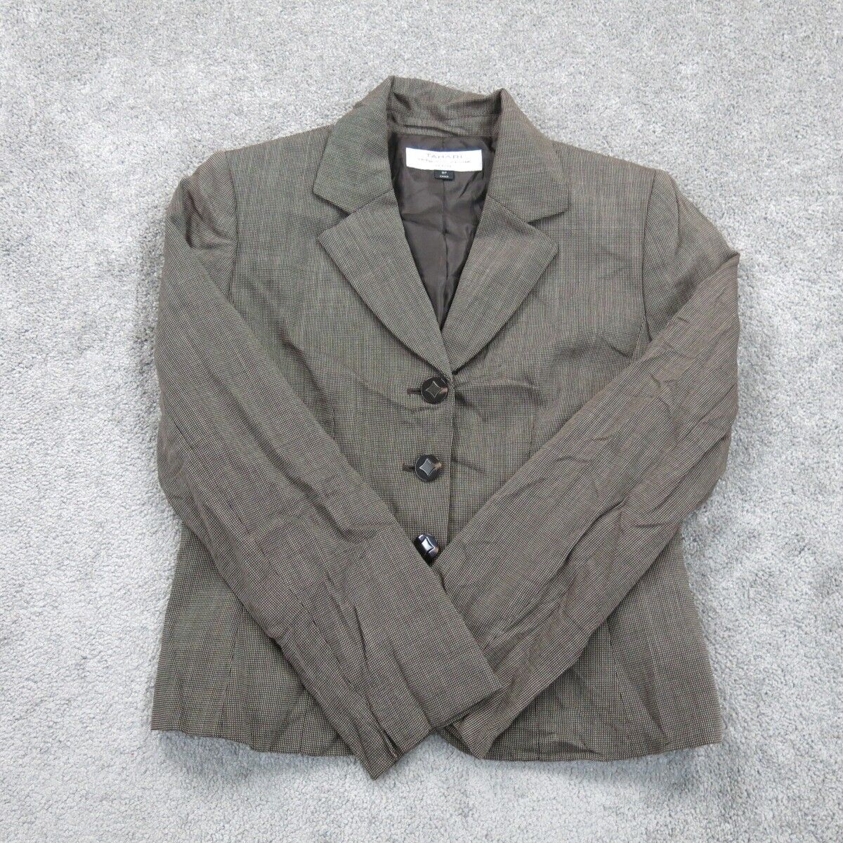 Tahari Women Blazer Coat Single Breasted Long Sleeves Front Button Brown Size 8P