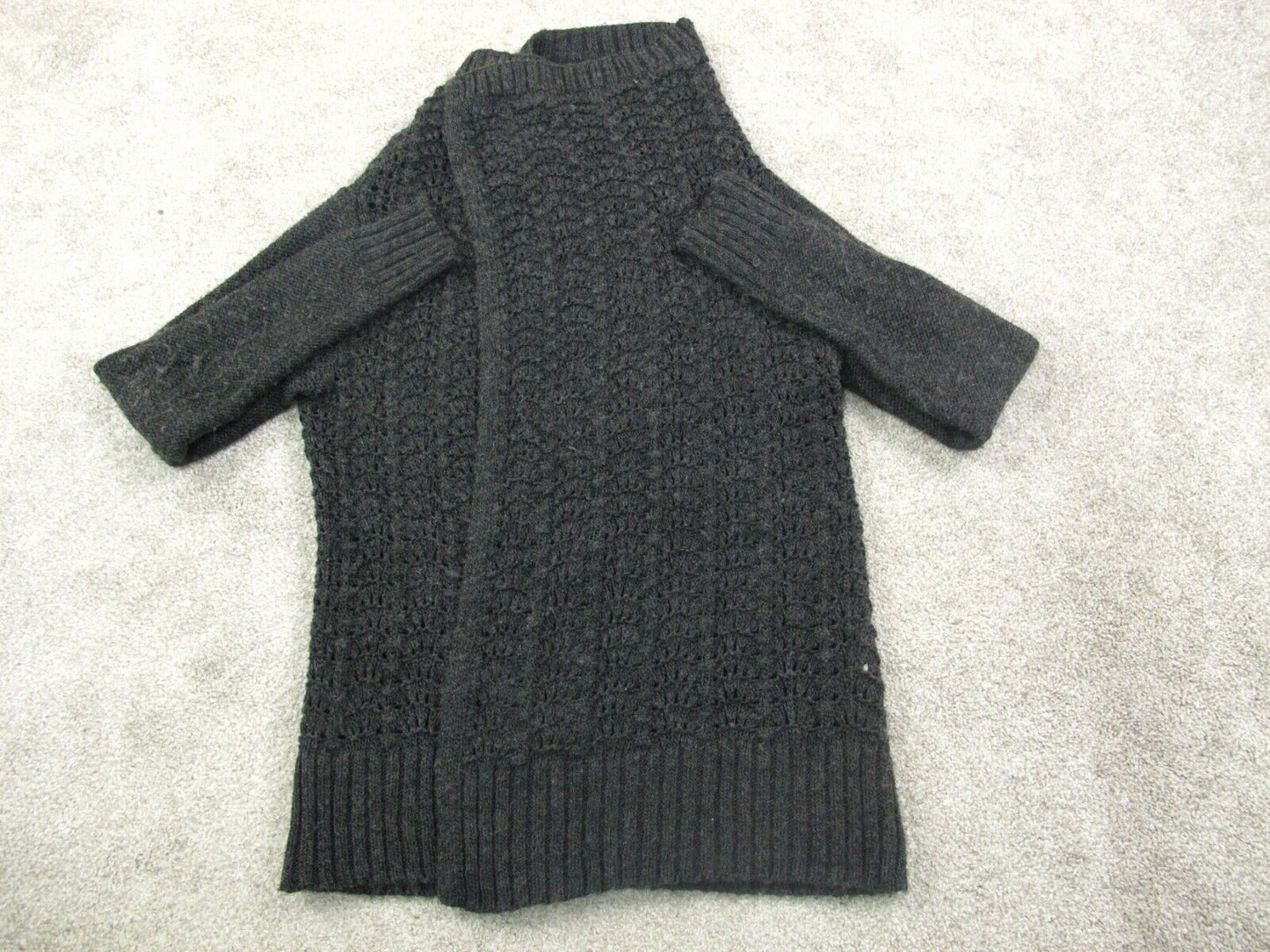 American Eagle Women Cardigan Sweater Knitted Open Front Long Sleeve Black SZ L