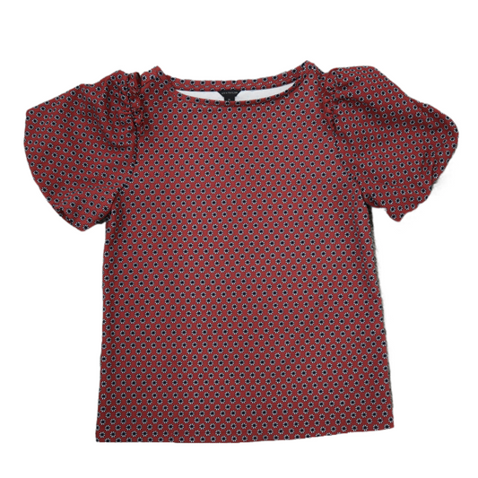 Ann Taylor Women Blouse Top Boot Neck Short Sleeve Floral Red Size X Small